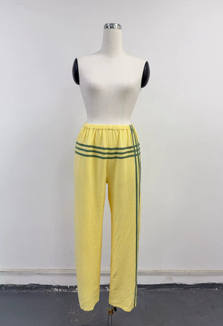 SAMPLE #424 - S Soft Linen Track Stripe Lazy Pants - Yellow / Green