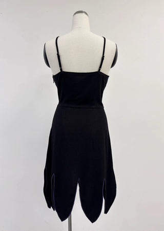 SAMPLE #427 - S Ursula Soft Linen Midi Dress - Black / Purple