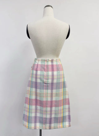 SAMPLE #429 - S wool Midi Buckle Skirt - Easter Plaid