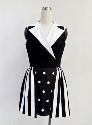 SAMPLE #432 - S Glamour Shots Black And White Mini Dress - Black / White