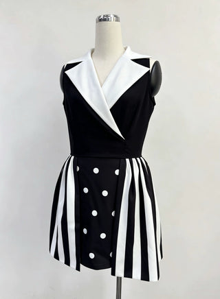 SAMPLE #432 - S Glamour Shots Black And White Mini Dress - Black / White