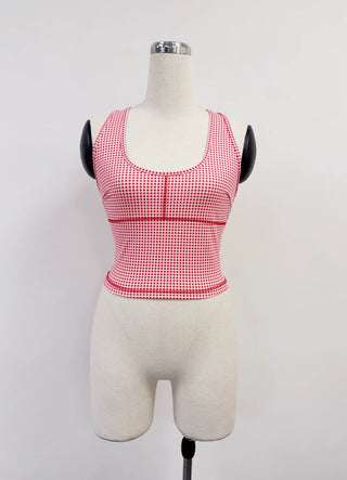 SAMPLE #434 - S Racerback Gingham Yoga Tank Top - Red