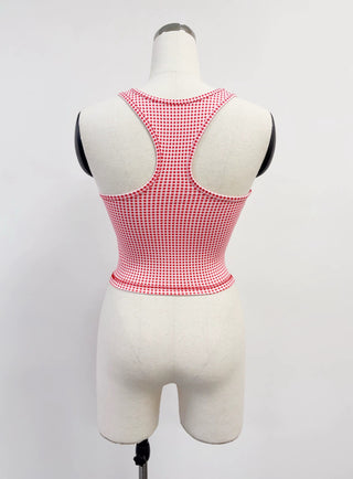 SAMPLE #434 - S Racerback Gingham Yoga Tank Top - Red