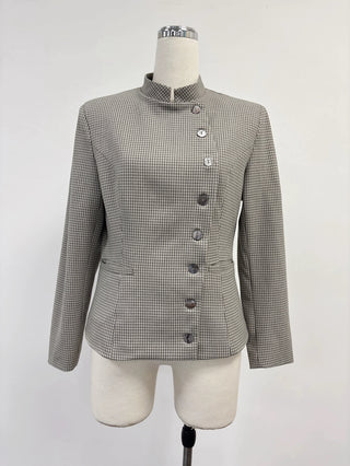 SAMPLE #436 - S/M Asymmetrical Button Blazer - Gray Check
