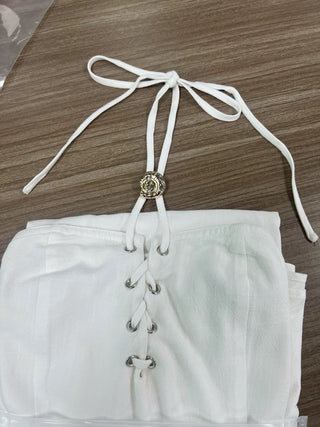 SAMPLE #444 - S Ursula's Wedding Dress Soft Linen Maxi Dres - White Linen