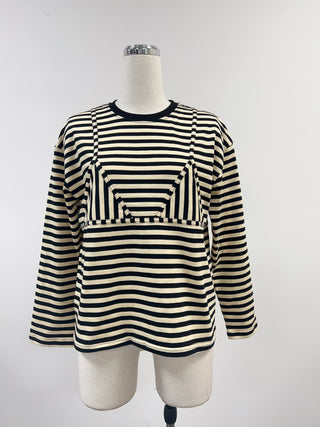 PRE-ORDER: Bikini Bod Cotton Stripe Long Sleeve Tee Black/White