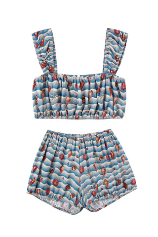 Bra & Bloomers Soft Linen Playsuit Set Trash Ocean