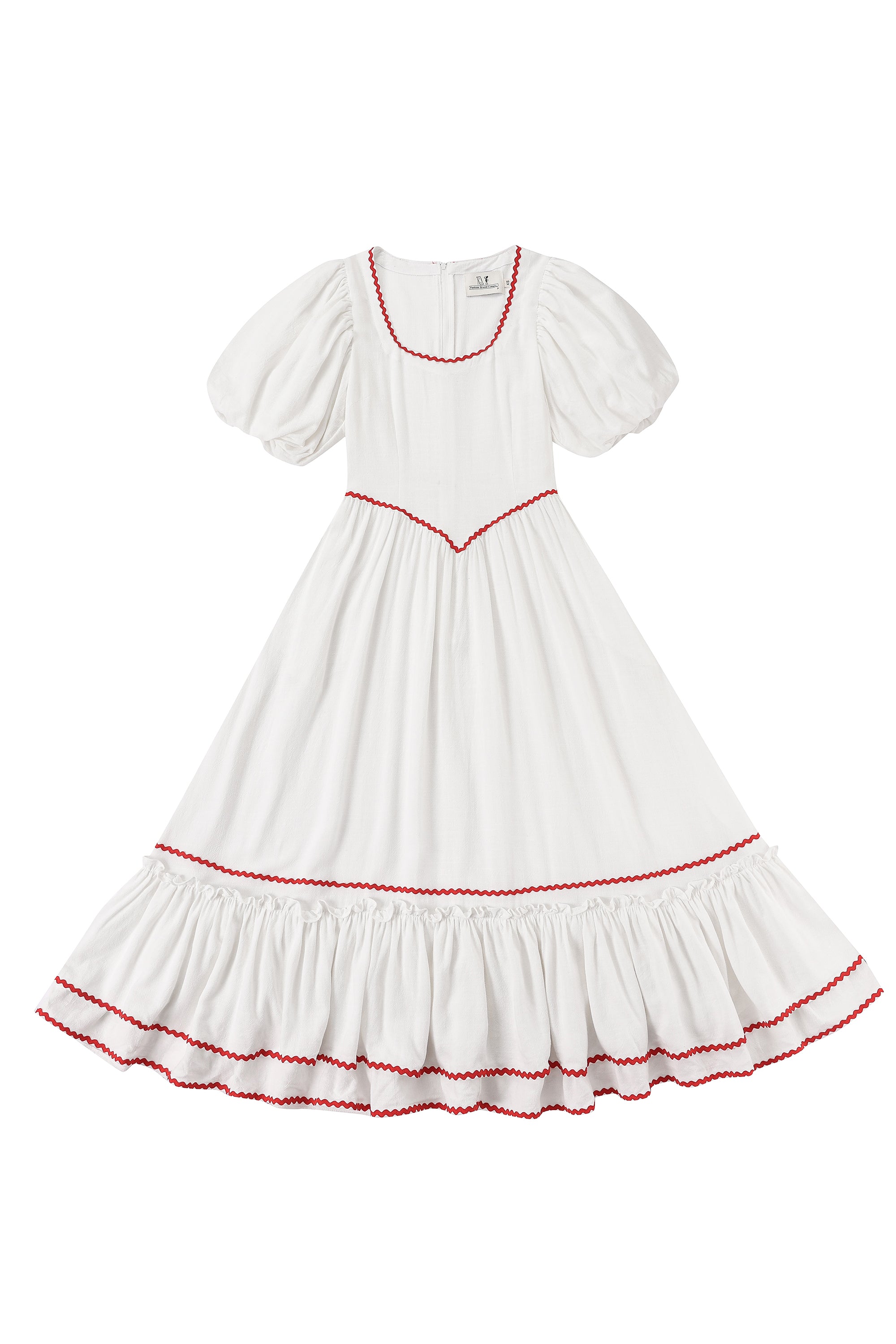 5 left - Ric Rac Folk Dress Soft Linen White XS / White 5 left - Ric Rac Folk Dress Soft Linen White XS / White