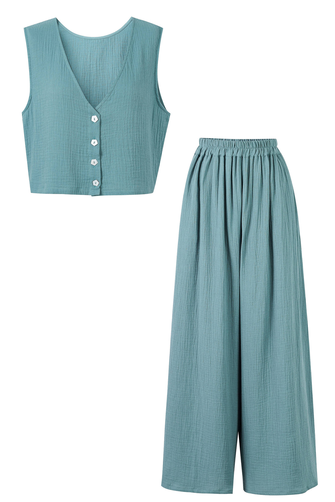 Mental Hospital Green Cotton Vest and Pants Set