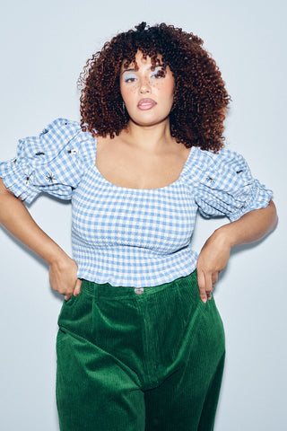 Ruined Picnic Smocked Blouse Blue Gingham 3X / Blue Gingham Ruined Picnic Smocked Blouse Blue Gingham 3X / Blue Gingham