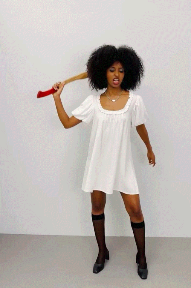 Soft Linen Babydoll Mini Dress White 4X / White Soft Linen Babydoll Mini Dress White 4X / White