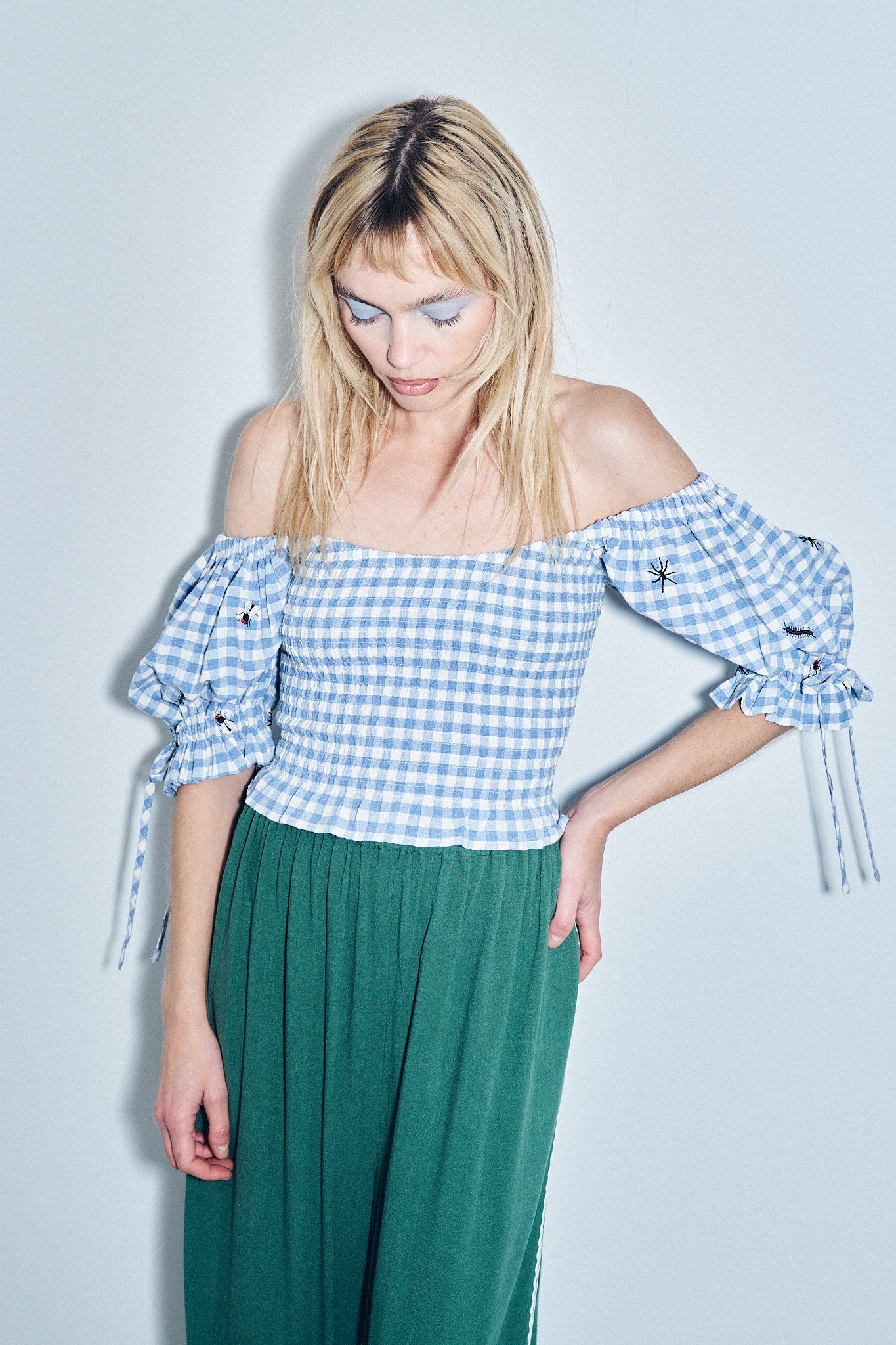 Ruined Picnic Smocked Blouse Blue Gingham 3X / Blue Gingham Ruined Picnic Smocked Blouse Blue Gingham 3X / Blue Gingham