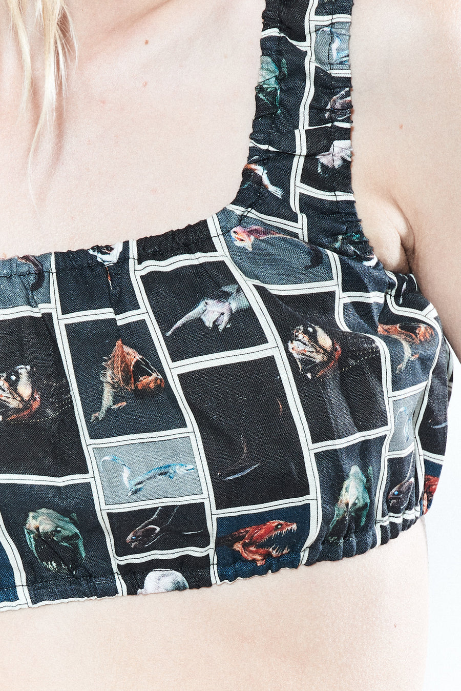 Cute Fish Linen Crop Bra Top