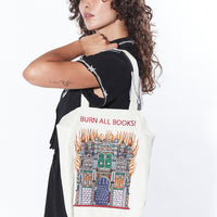 BURN ALL BOOKS Embroidered Tote Bag