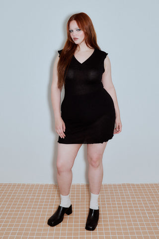 Mini Wool Blend Tee Dress Black