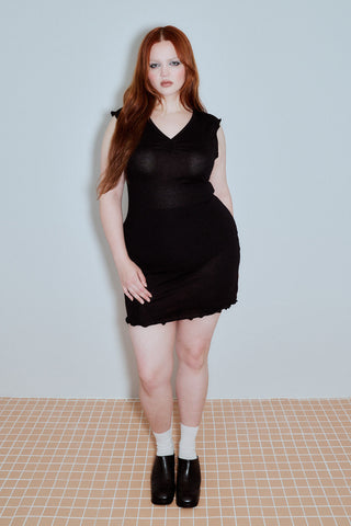 Mini Wool Blend Tee Dress Black