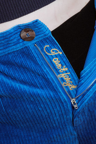 I CAN'T FORGET Corduroy Grampa Trousers Blue
