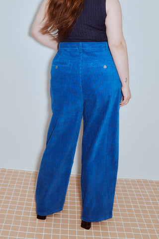 I CAN'T FORGET Corduroy Grampa Trousers Blue