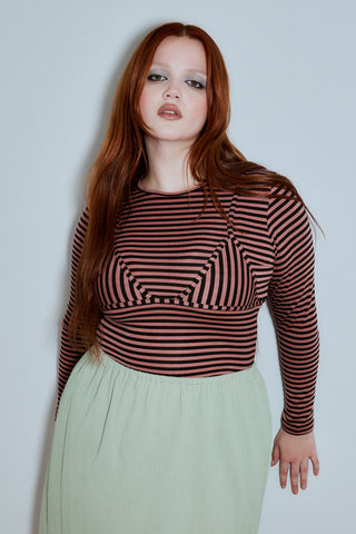 Long Sleeve Bikini Bod Pink Stripe