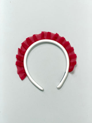 SAMPLE #214 - S Silk Ruffle Headband - Red / White