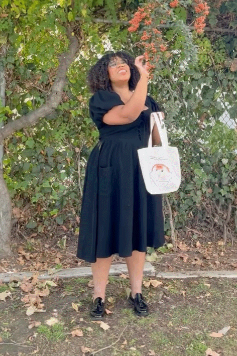 Puff Sleeve Farm Chores Dress Black
