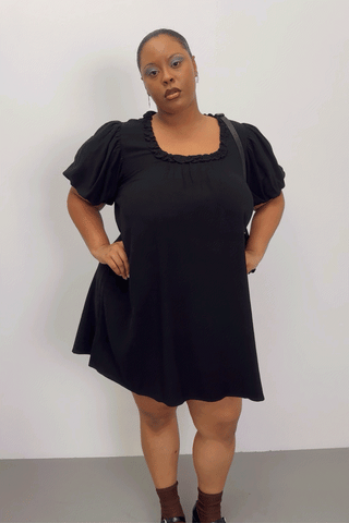 Soft Linen Babydoll Mini Dress Black M / Black Soft Linen Babydoll Mini Dress Black M / Black