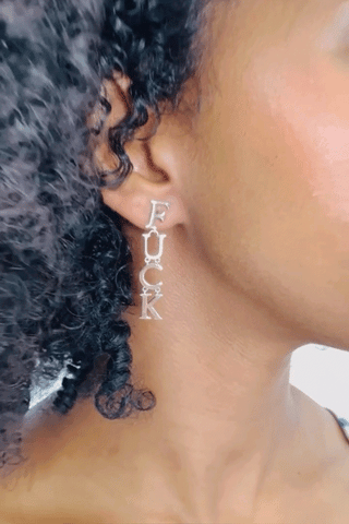 PRE-ORDER: Sterling Silver FUCK ICE Dangle Earrings