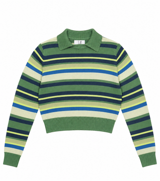 Striped Collared Sweater Green