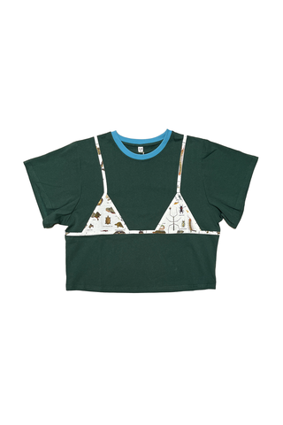#7-10: Scrap Cotton Bikini Bod Tommy Tee - Green / Turtles