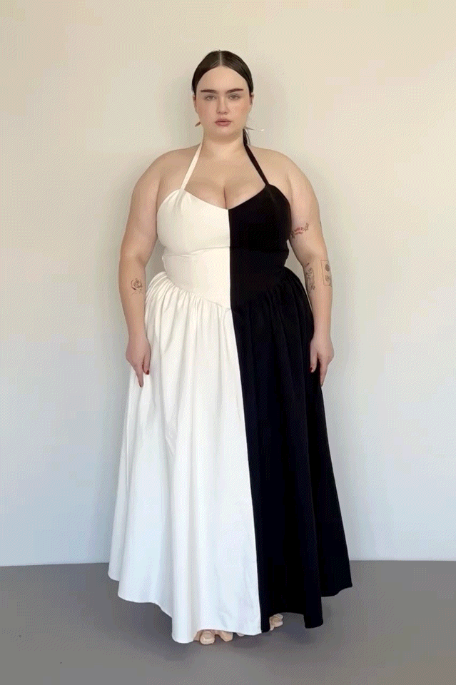 Black & White Halter Gown Dress L Black & White Halter Gown Dress L