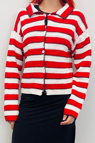 SAMPLE #506 - S Red and White Striped Sweater