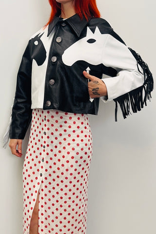 SAMPLE #511 - S Real Leather Dueling Horses Jacket