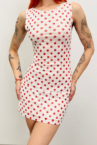SAMPLE #516 - S Red Polka Dot Mesh Mini