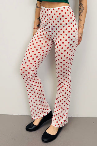 SAMPLE #519 - S Red Polka Dot Mesh Pants