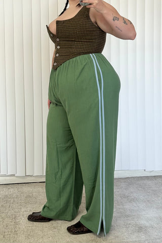 #43: L Scrap Sporty Lazy Pants Soft Linen - Midnight Blue / Army Green