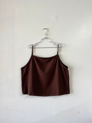 SAMPLE #203 - 1X Soft Linen Spaghetti Strap High Neck Tank - Brown