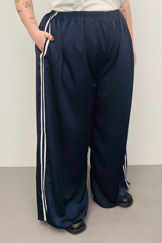 SAMPLE #335 - 2X Navy Satin Sporty Lounge Pants