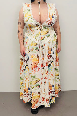 SAMPLE #336 - 2X Nightmare Stains Plunge Maxi Dress