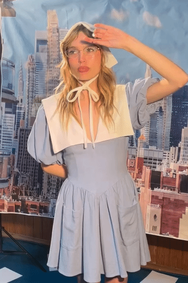 Puritan Thick Linen Mini Dress Blue Puritan Thick Linen Mini Dress Blue