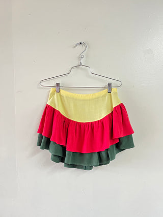 SAMPLE #222 - S Soft Linen Tiered Ruffle Skort - Burger