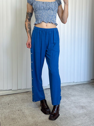 SAMPLE #128 - S Soft Linen Track Pants - Blue