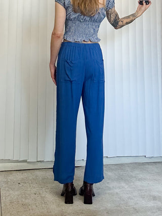 SAMPLE #128 - S Soft Linen Track Pants - Blue