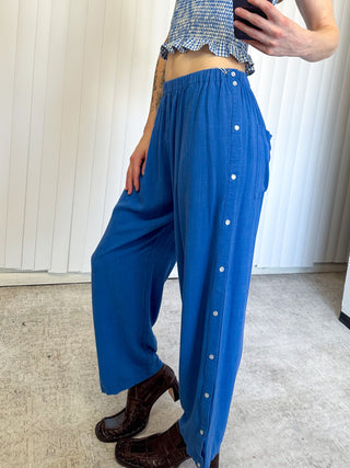 SAMPLE #128 - S Soft Linen Track Pants - Blue