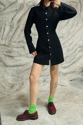 SAMPLE #65 - S Black Denim Shirt Dress