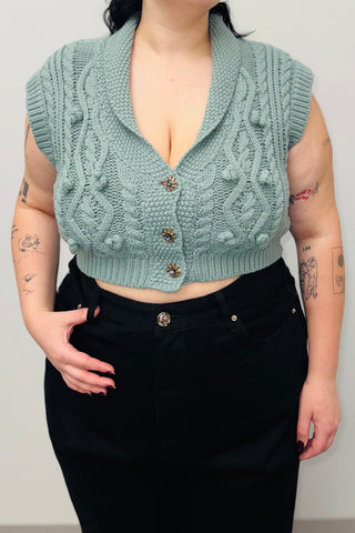 SAMPLE #552 - L Muted Teal Sweater Vest