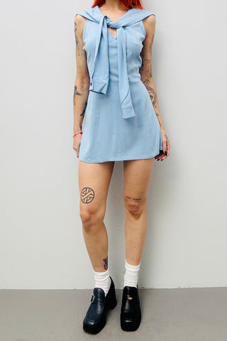 SAMPLE #558 - S Blue Linen Sweater Dress