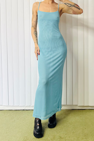 SAMPLE #827 - S Blue Mesh Maxi Dress