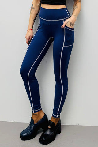 SAMPLE #573 - S Navy Seam Leggings