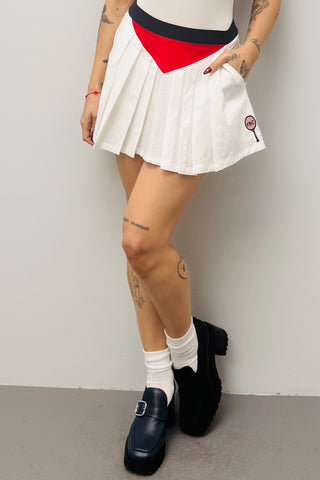 SAMPLE #568 - S White Red Navy Tennis Mini Skort