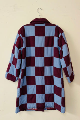 #14 M/L Scrap Chessboard Quilted Coat Purple/Blue